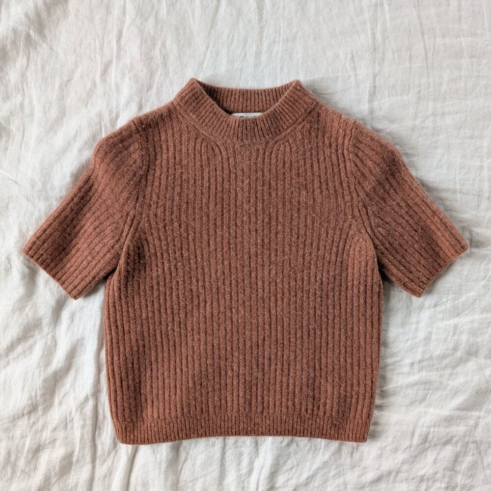 Madewell Cashmere Short-Sleeve Mockneck Crop Sweater